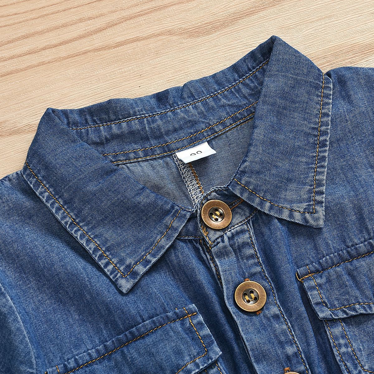 Denim romper in different angles