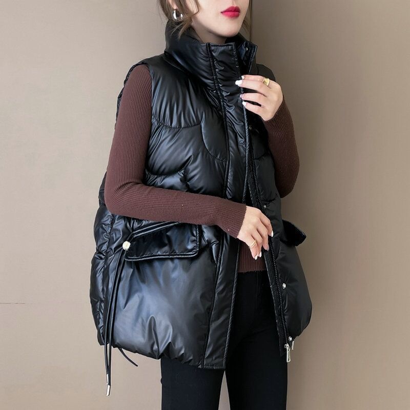 Chaleco de mujer para invierno, chaleco acolchado con cordón_voghion.com