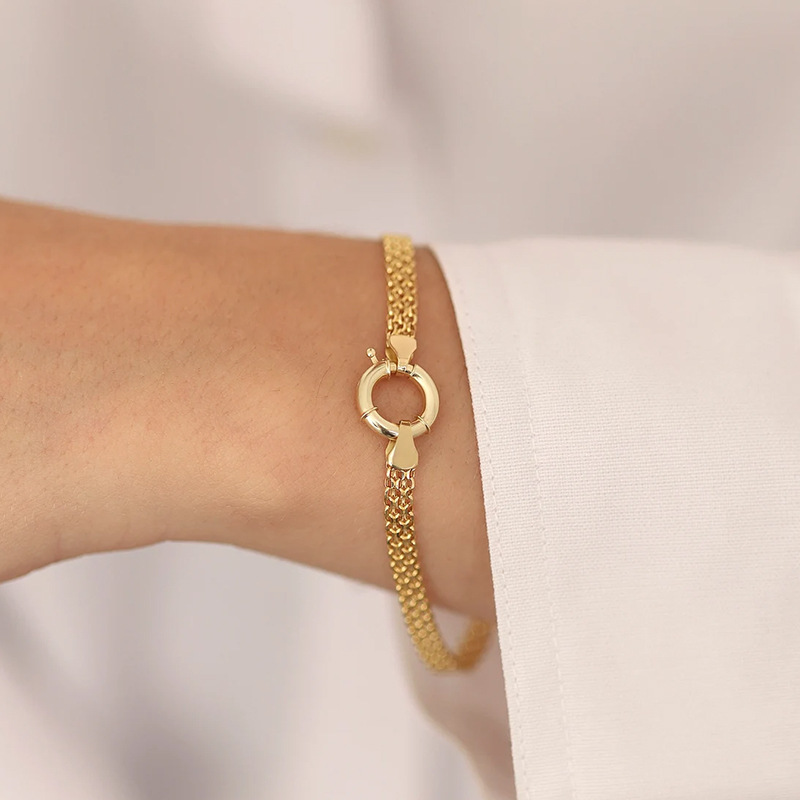 Mesh Bracelet Chain Type 1 Piece Quantity Casual, Daily Occasion Vintage Style Classic Style Solid Color 304 Stainless Steel 14K Gold Plated Mesh Bracelet Bracelets In Bulk
