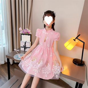 Girls dress Summer 2024 New Princess Dress Fairy Style Children's Day Princess Dress Hanfu Girls Mesh Dress