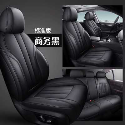 Customized Full-Coverage Car Seat Covers for All Seasons, Genuine Leather Car Seat Cushions, Original Car Texture Custom-Made Seat Covers (Modelə uyğun (Original) oturacaq örtükləri) - business-black-standard-edition-five-seats-nappa-leather-full-surround-of-front-and-rear-rows
