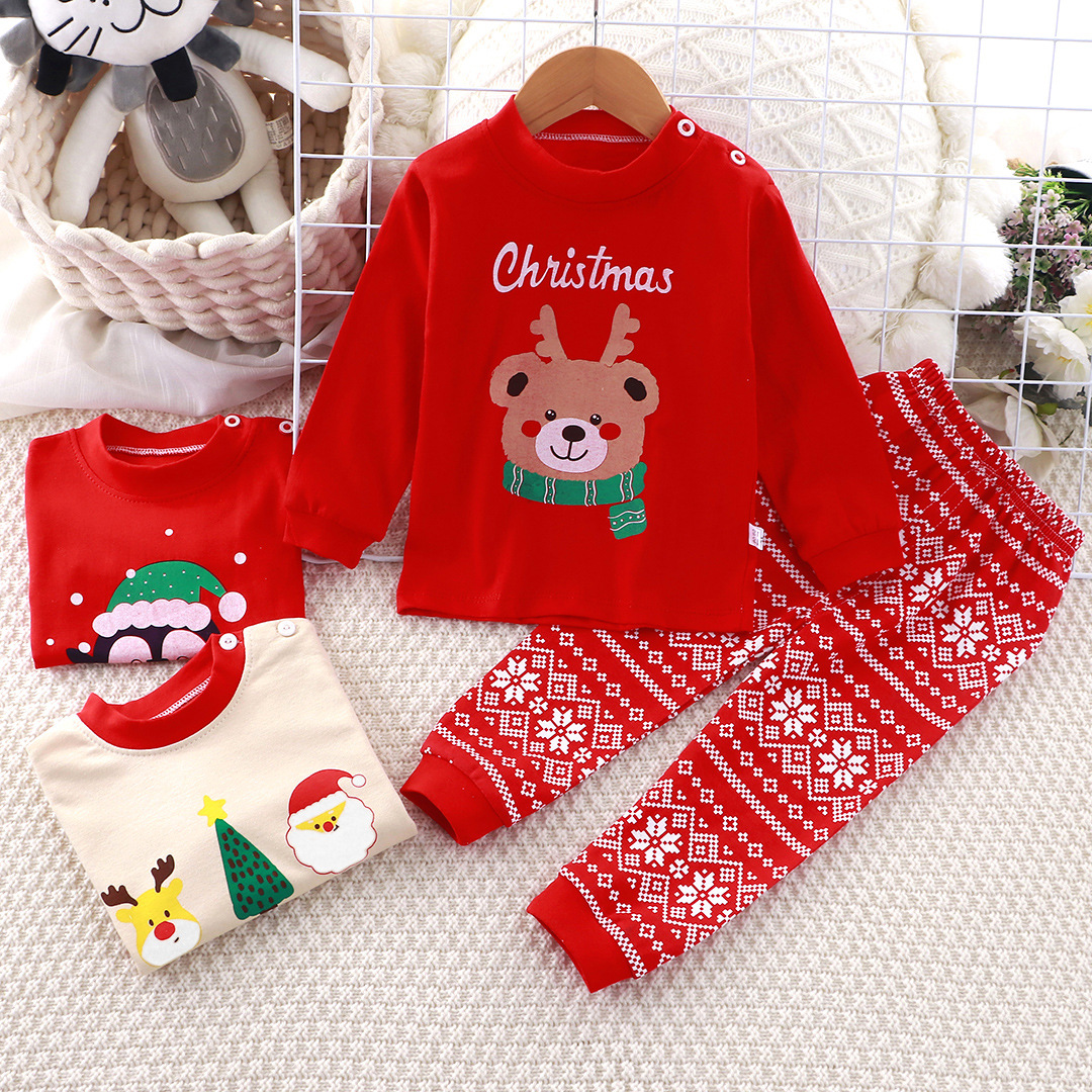 2026 New Spring and Autumn Children's Pure Cotton Underwear Set, Home Wear Boys' Autumn Tops and Pants, Girls' Pajamas Two-Piece Set