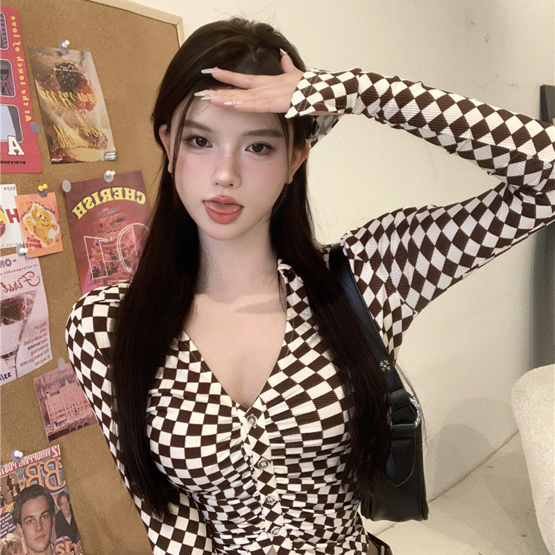 Retro spring sexy fitted short long-sleeve