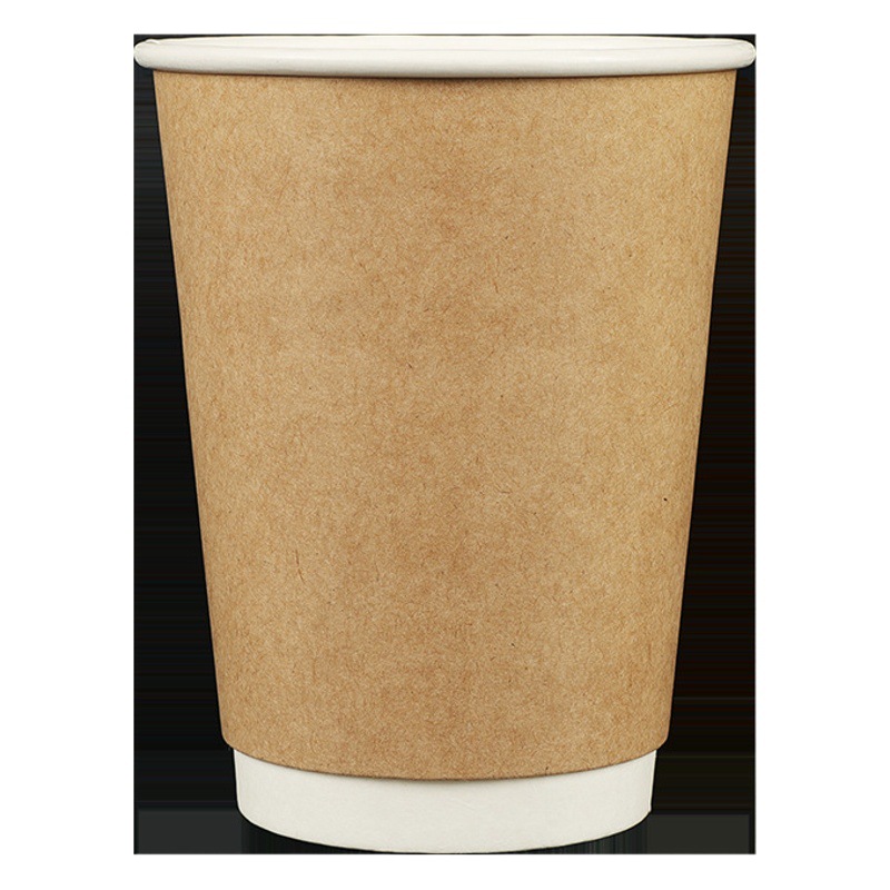 Taza taza de café de papel desechable con tapa al por mayor personalizada leche té embalaje al aire libre de doble capa hueca de piel de vaca taza de bebida caliente