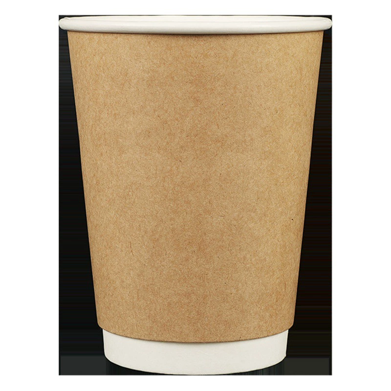 Кофейный стаканчик Одноразовый бумажный стаканчик с крышкой оптом индивидуальный чай с молоком наружная упаковка двухслойный полый стаканчик для горячих напитков из воловьей кожи