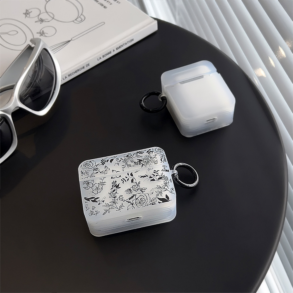 Sketch Rose mariposa para Apple airpodspro 2 funda protectora viento oscuro 1/2 auricular Bluetooth caso 3 Generación