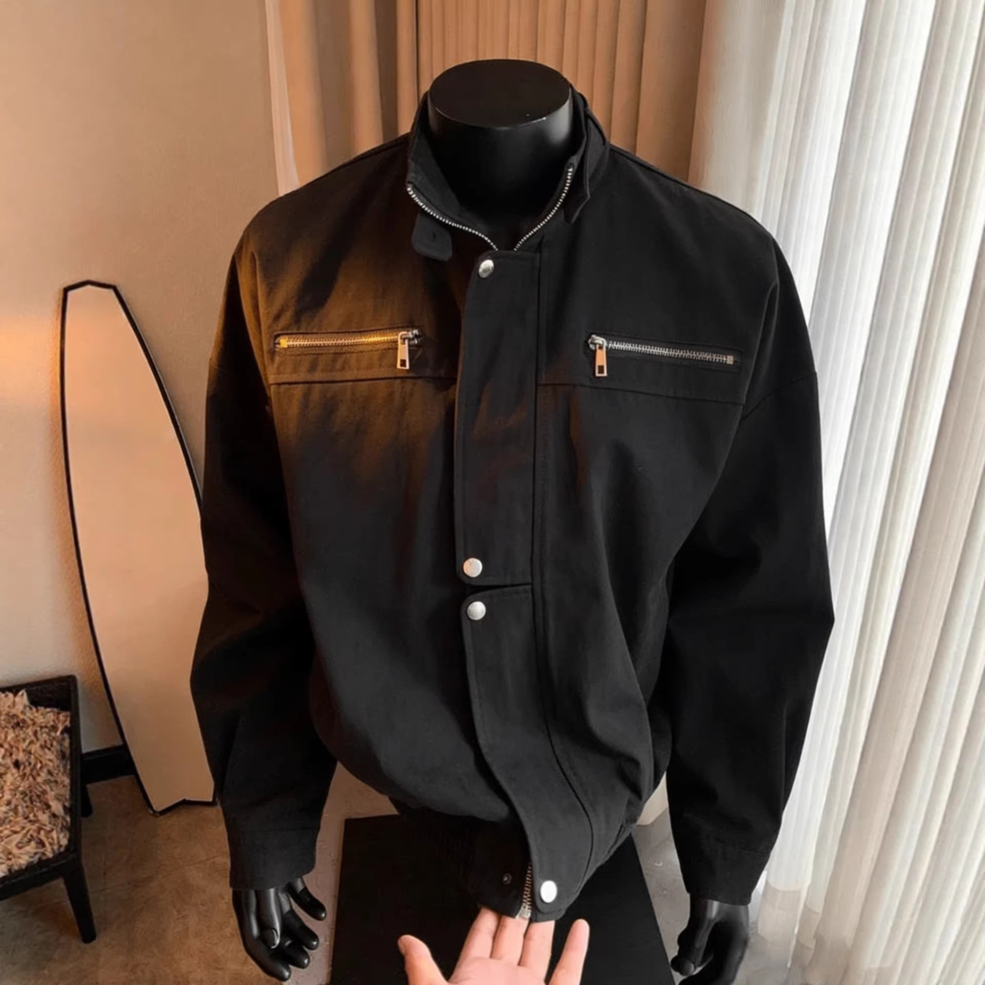 Stand Collar Workwear Jacket Men's Washed Loose Detroit Casual Jacket_viptrois.com