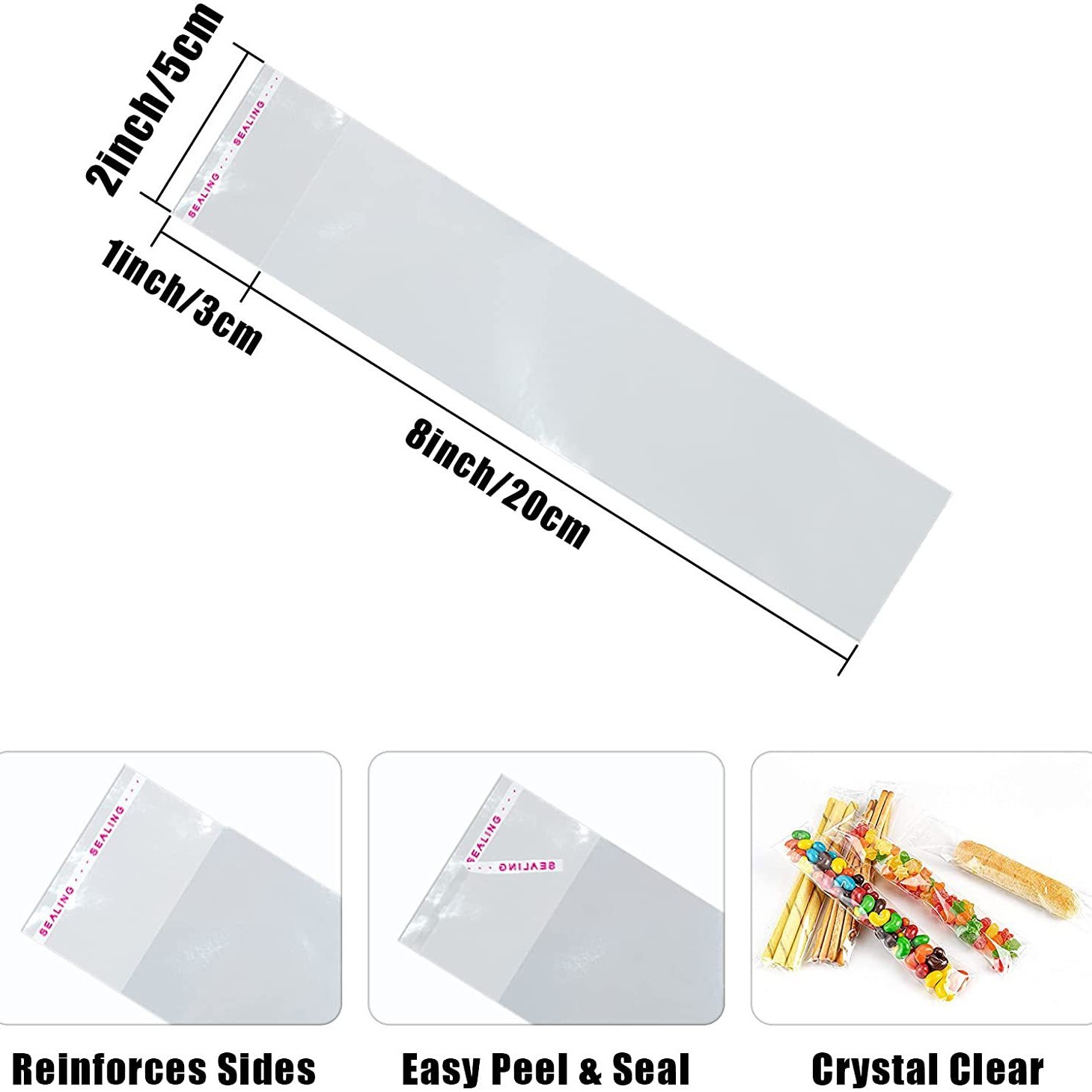Nuevo material transparente bolsa de embalaje de plástico OPP bolsa autoadhesiva bolsa de caramelo Lollipop bolsa de embalaje para hornear bolsa de embalaje de paja