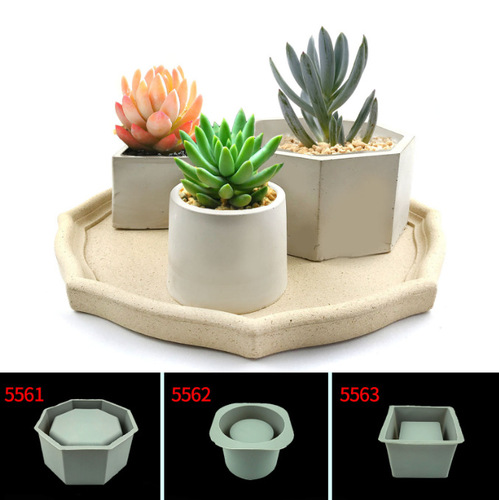 B4DR wholesale glue cement flower pot silicone mold fangyuan DIY cement double layer handmade gypsum succulent