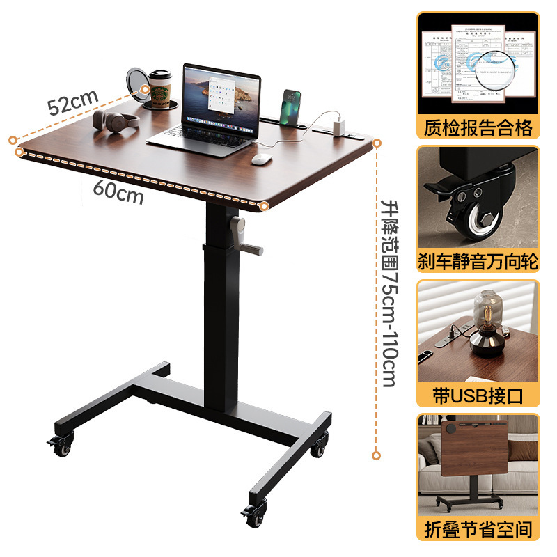 Escritorio de computadora elevador Escritorio de oficina de aprendizaje en el hogar móvil Escritorio pequeño plegable multifuncional Banco de trabajo de pie