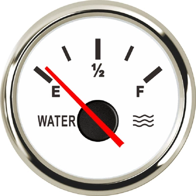 52mm pointer water level gauge liquid level gauge car ship refitted universal clear water gauge 9-32V connection sensor (automobile instrument) - silver-edge-white-background-pointer-0-190o