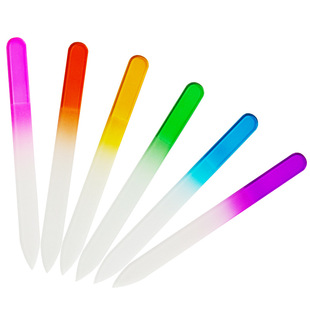 Manufacturer 14cm High Quality Glass Nail File Can Customize Logo Color Colorful Crystal Glass File Double-Sided Rubbing Strip