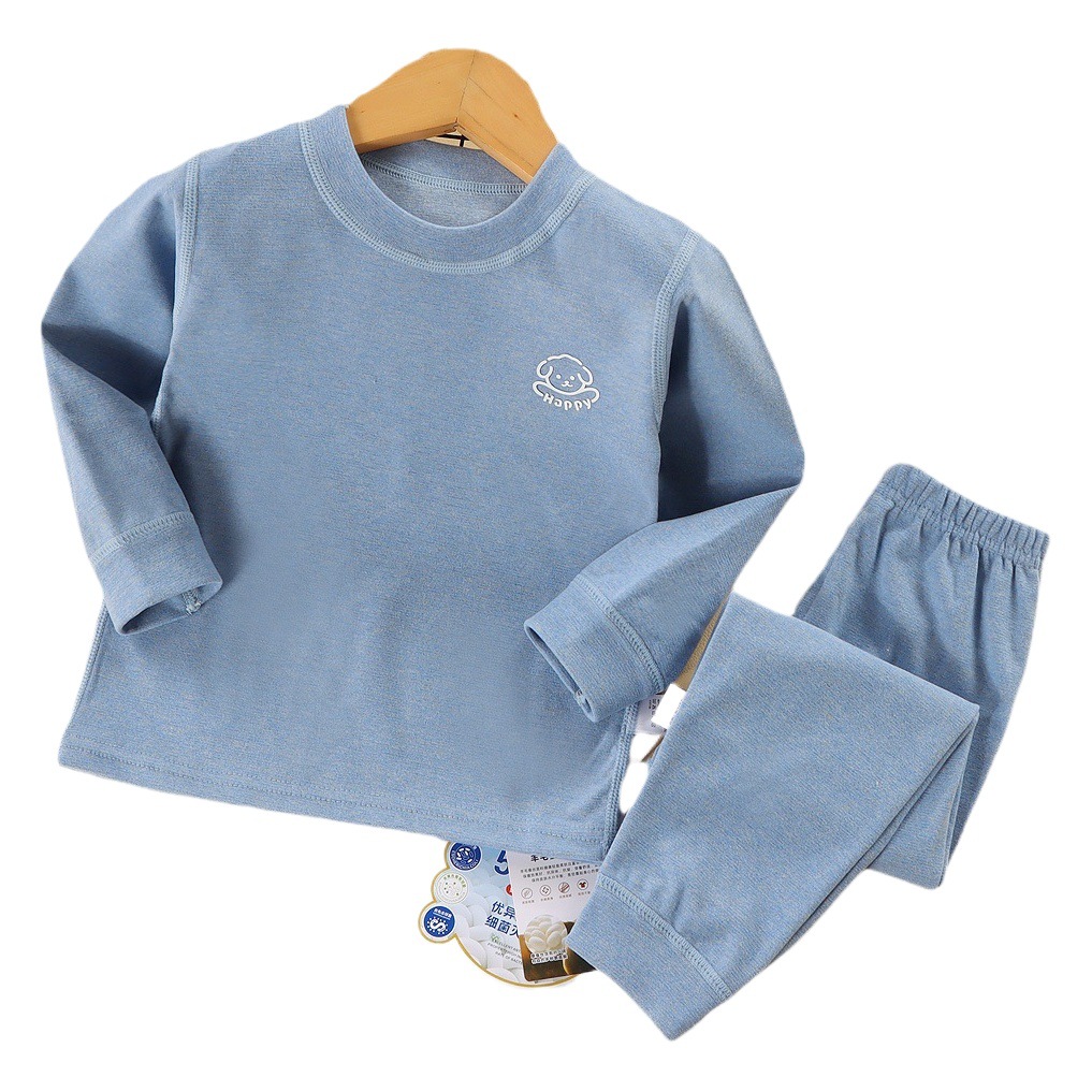 Conjunto de ropa interior infantil de doble cara de lana y seda para niños y niñas, otoño e invierno, para niños mayores, parte superior e inferior.