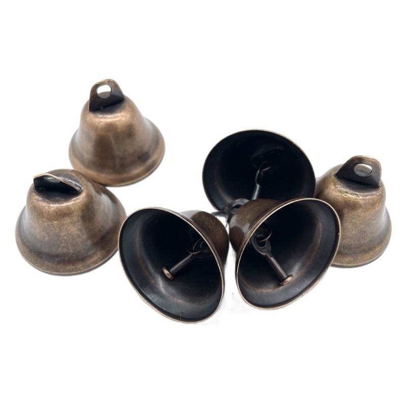Retro color 38mm open bell hanging hammer horn bell thickened diy wind chime Christmas bell accessories nickel plated