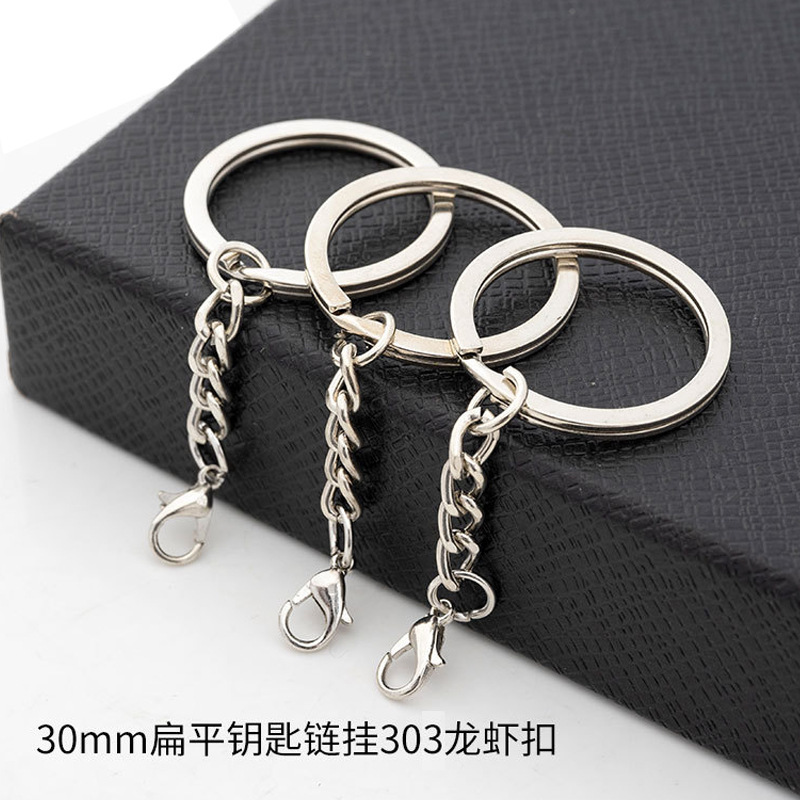 在庫あり キーホルダー 30mm フラットリング 4連チェーン + 303 ロブスタークラスプ ホーンネイル キーチェーン キーリング ラウンドリング 車の鍵|undefined