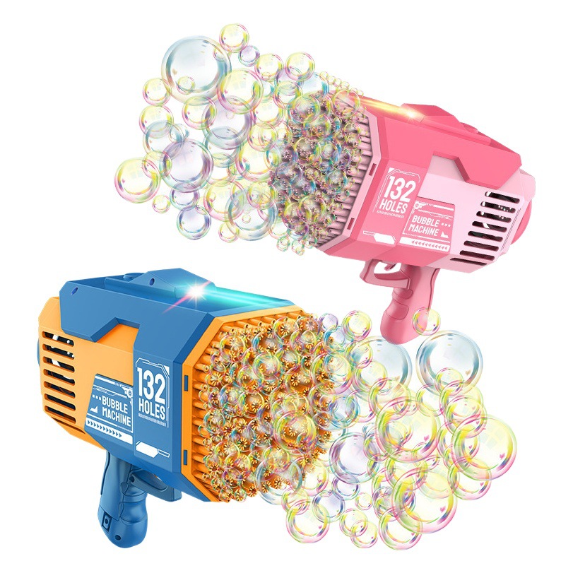 El comercio exterior en línea popular 132 hoyos lanzador de cohetes regalo de los niños de mano eléctrico Magic Light Bubble Machine juguete