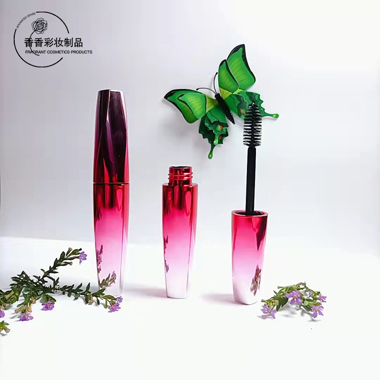 厂家直销红色彩妆睫毛膏塑料管 螺旋圆形睫毛膏瓶包材 电镀工艺