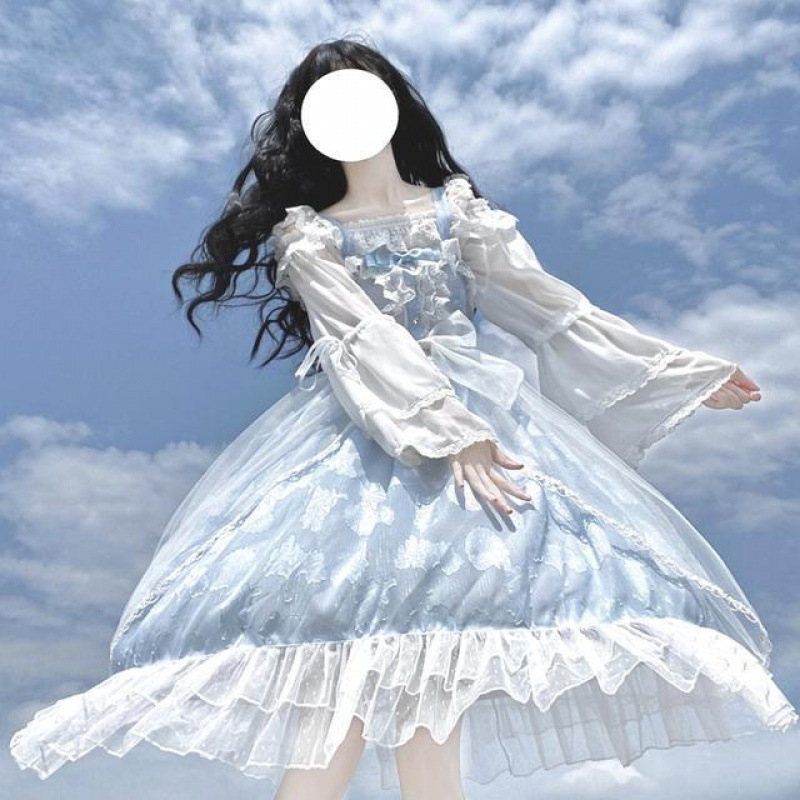 白糖少女{现货}~厂设计Lolita洋装贝壳提花吊带jsk连衣裙夏装|undefined
