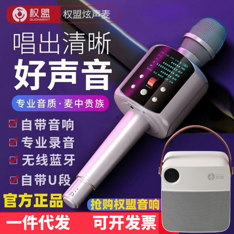 Quan Meng dazzling sound card microphone audio integrated live broadcast home mobile phone K singing wireless Bluetooth TV R2P