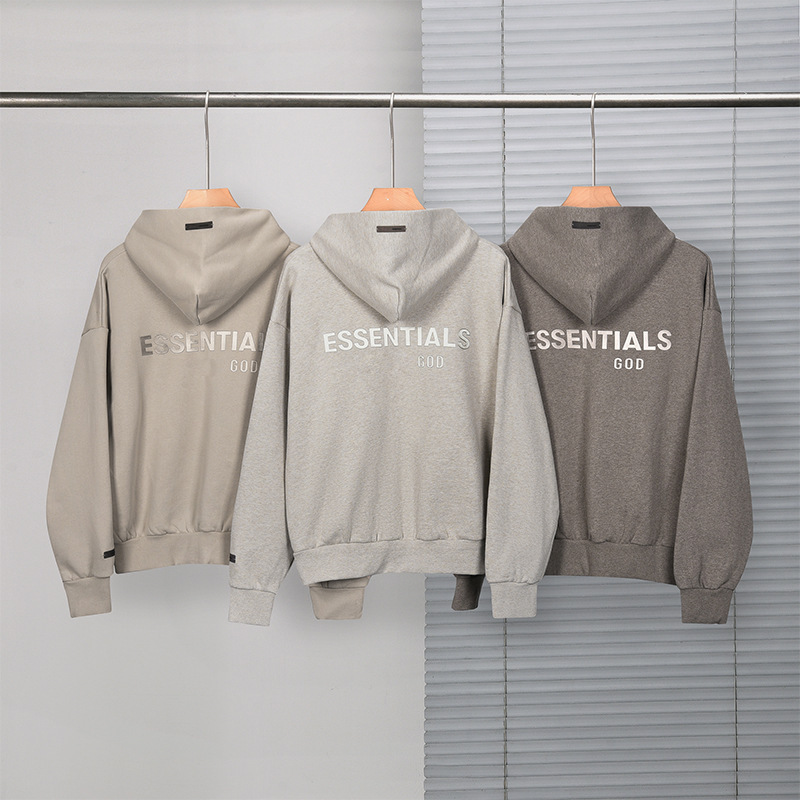 Ss25 New Fog Multi-Thread Essentials Brushed Silver Silicone Cardigan Zipper Loose Hooded Hoodie Jacket Ss25 New Fog Multi-Thread Essentials Brushed Silver Silicone Cardigan Zipper Loose Hooded Hoodie Jacket