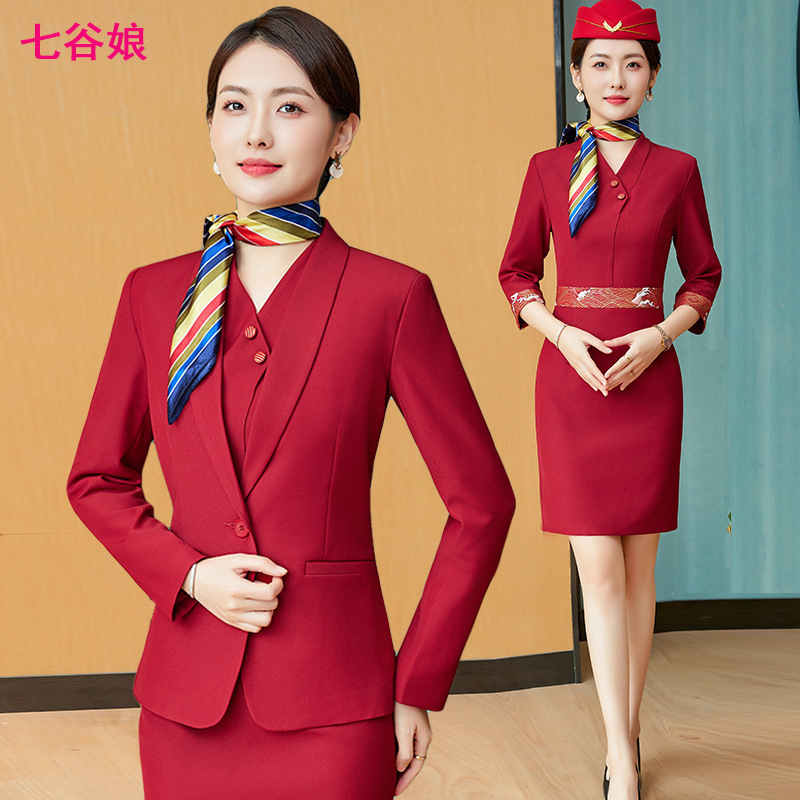Stewardess Uniform Dress Professional Attire New Fashion Stylish Hotel Front Desk Academy Interview Reception Work Uniform for Women