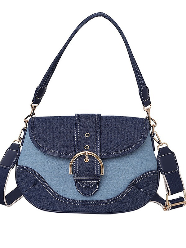 Jean color contrastante bolso de silla de costura mujer 2024 nuevo estilo transfronterizo de alta calidad retro monocommutador mochila de hombro