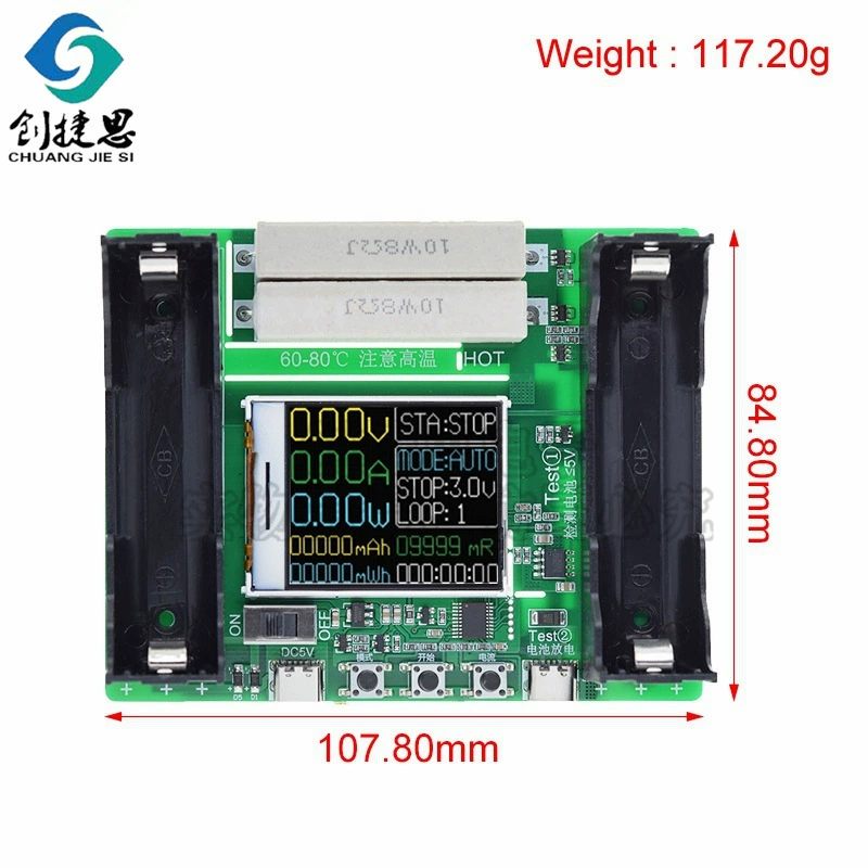 18650 Емкость аккумулятора Детектор внутреннего сопротивления Модуль автоматической зарядки и разрядки Порт Type-C Модуль питания для обнаружения DIY