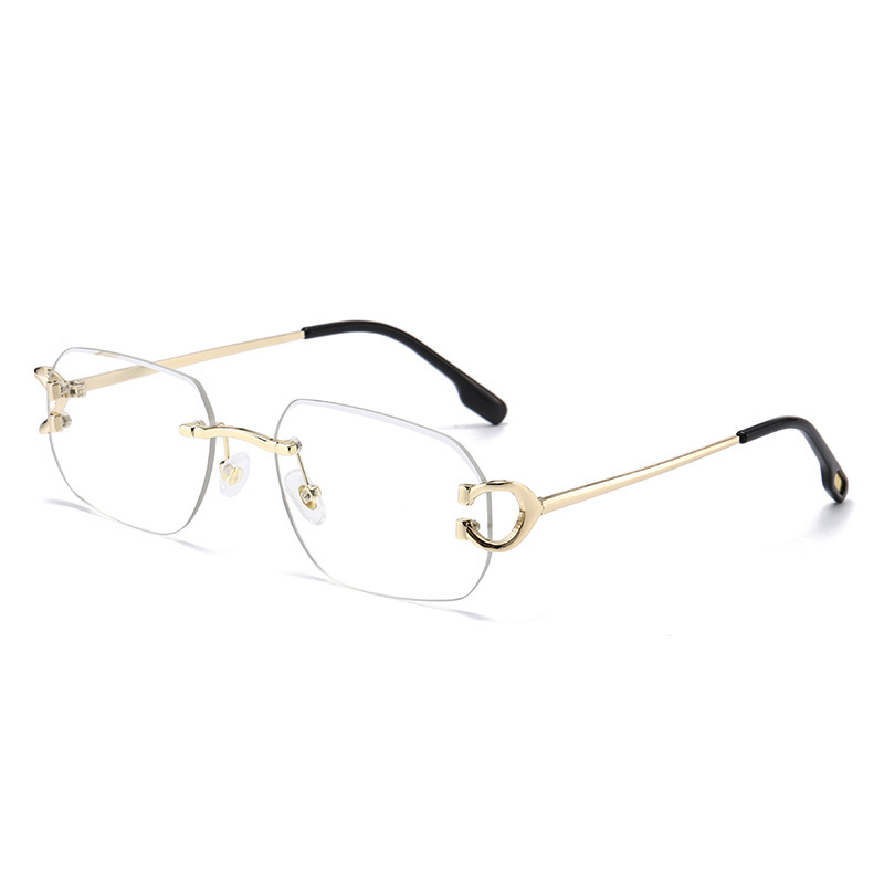 Cartier Signature C de Cartier Rimless Geometric-Frame Metal Eyeglasses Gold Clear (CT0344O-001)