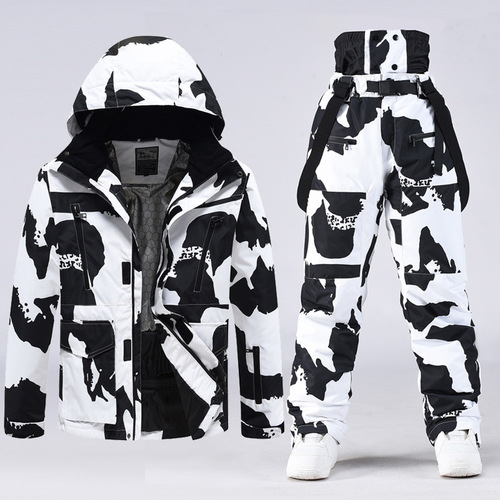 Skiwear set for men and women, windproof and waterproof, warm, couple's jacket and pants, supports distribution and dropshipping.