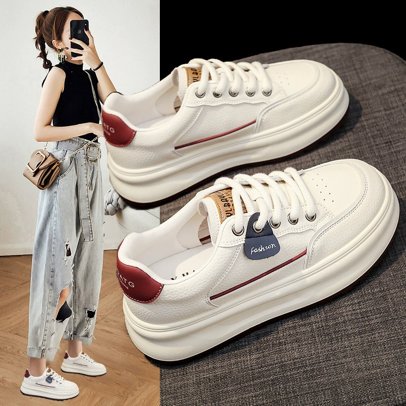 Толстая подошва маленькая белая обувь женская 2024 осень новая мода высокая