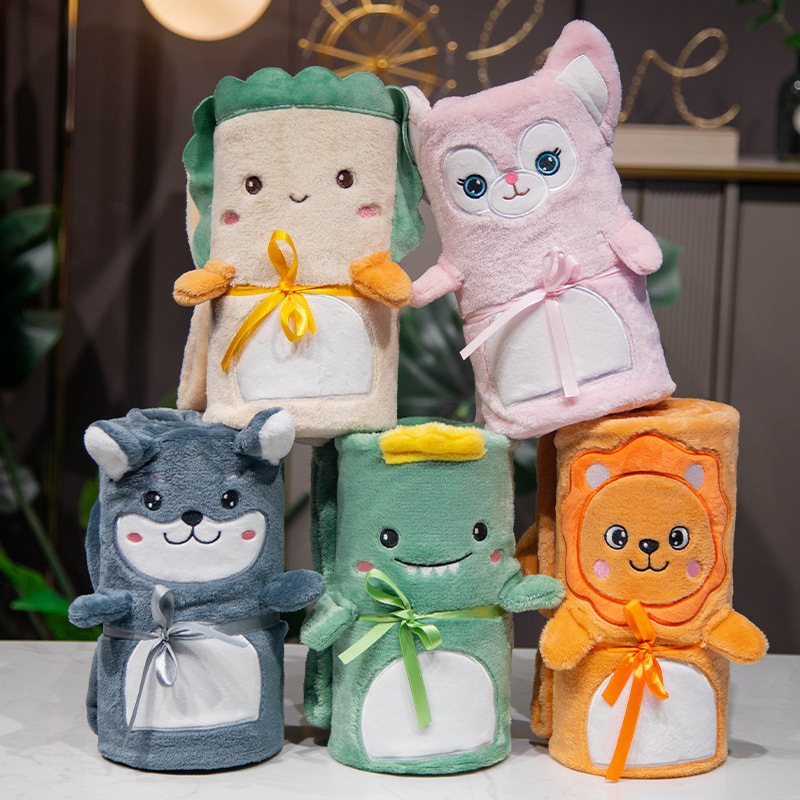 Animal de dibujos animados coral rollo manta Oficina siesta manta aire acondicionado manta estudiante niños pequeña manta grupo edificio empresa regalo