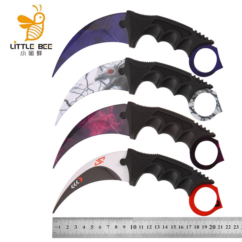 不开刃户外野营刀CSGO游戏弯刀折叠刀户外刀玩具直刀未开刃