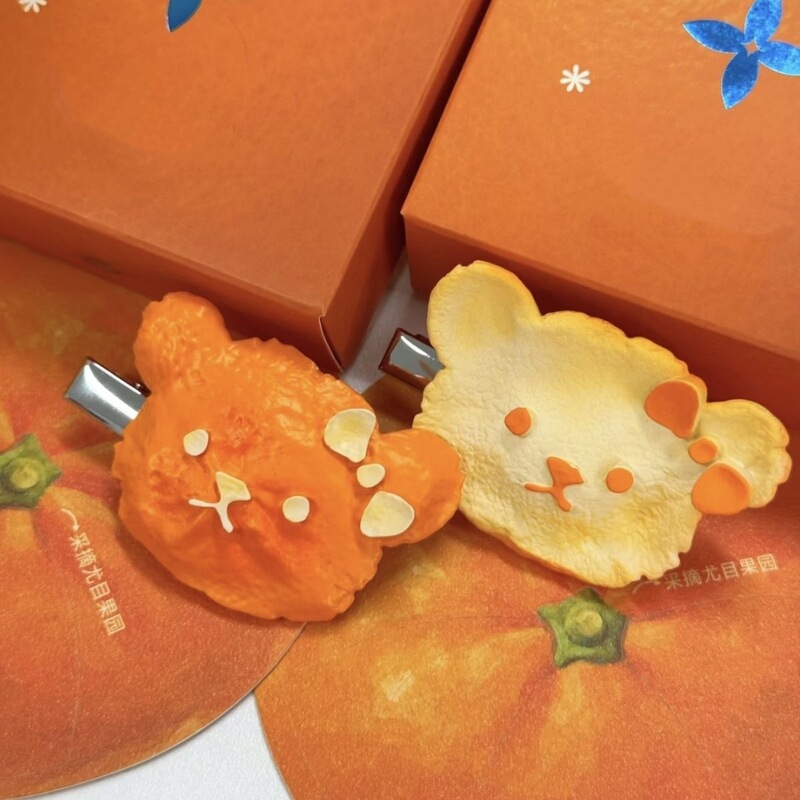 Jasmine Milk White and Orange Peel Hair Clip, Cute Girly Heart-Shaped Hair Clip, Side Clip, Bangs Clip, Hair Accessory Jasmine Milk White and Orange Peel Hair Clip, Cute Girly Heart-Shaped Hair Clip, Side Clip, Bangs Clip, Hair Accessory
