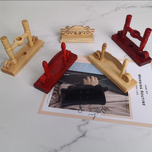 仿红木原木色古典宫扇团扇扇架扇托扇座木制扇架扇子架厂家批发