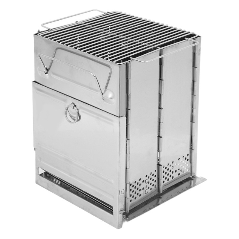 Outdoor Portable Mini Barbecue Stove Stainless Steel Folding Charcoal Stove Wood Stove Barbecue Stove Heating Stove Small Size