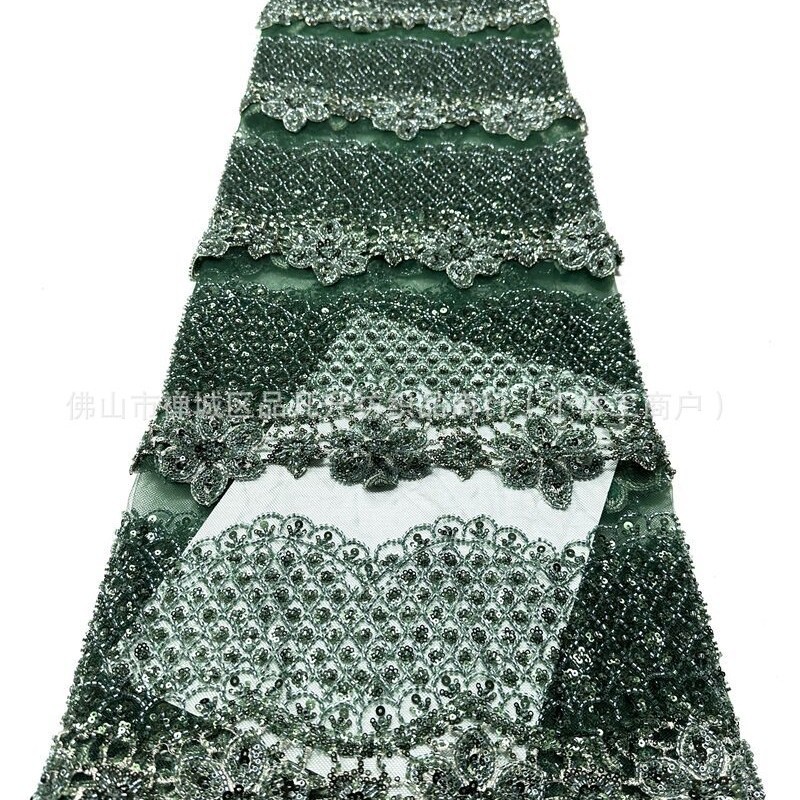 Nuevo estereoscópico 3D decalco manual cuentas tubo bordado tela de moda europea y americana vestido de boda vestido de cena tela