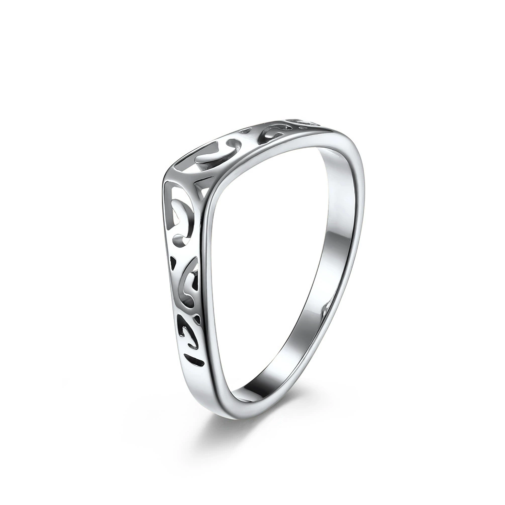 Стainless Steel Heart-Shaped Ring Jewelry in Steel or Pink Gold, Multiple Sizes for Women