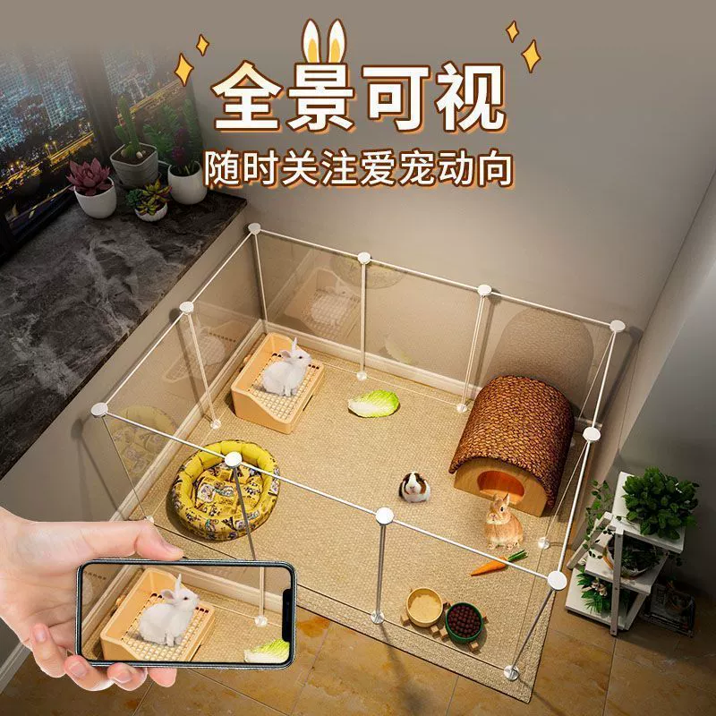 Прозрачная декоративная клетка для кроликов для домашнего использования, большая клетка для морских свинок для помещений с просторным пространством и легко собираемым забором.