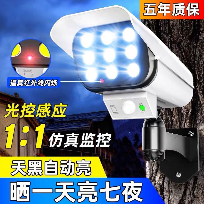 Solar-Powered Motion Sensor Garden Light Outdoor Yard Light Home-Use Simulated Surveillance Camera Charging Lighting Street Light