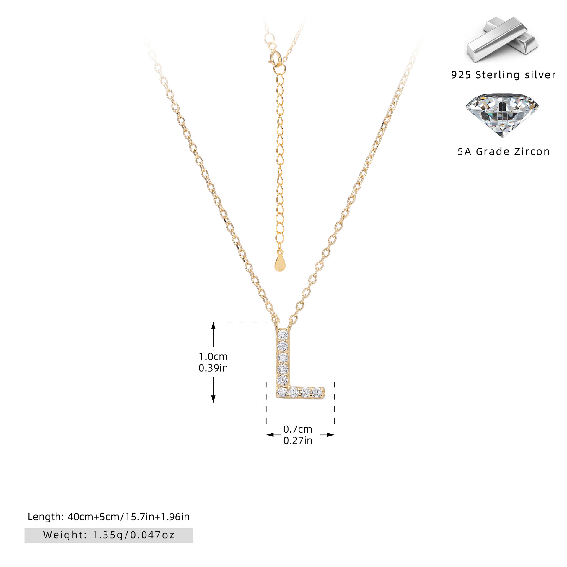 925 Silver Gold Plated-L