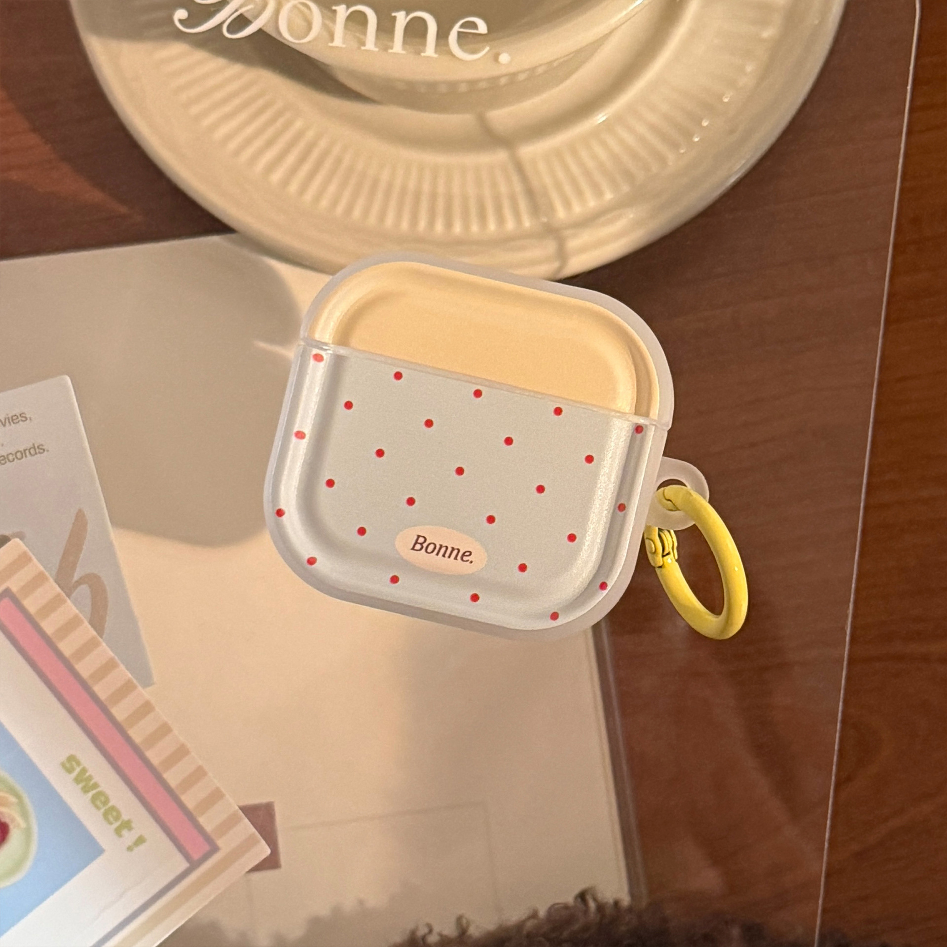 Ins Coreano punto de onda de colisión de color para airpods3 auriculares pro2 cubierta de protección 4 generación Bluetooth inalámbrico 1 colgante 3