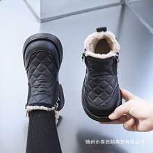 女童靴子2025冬新款儿童马丁靴中大童加绒保暖兔毛棉靴防臭二棉鞋
