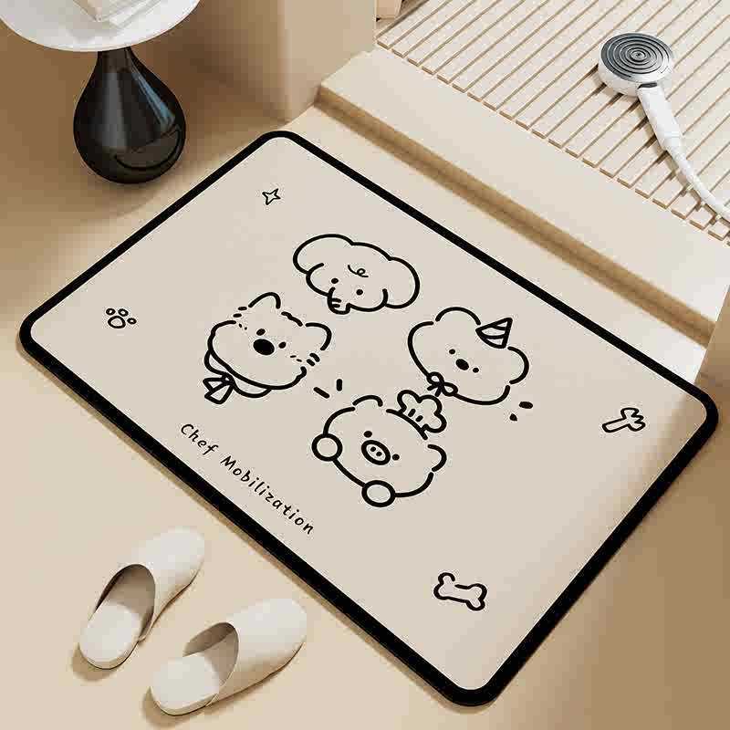 욕실용 간단한 규조토 진흙 바닥 매트, 강력한 흡수성 욕실 문 매트, 가정용 욕실 화장실 얼룩 방지 미끄럼 방지 매트