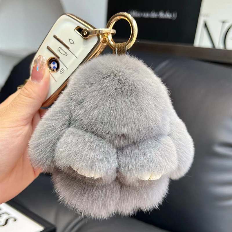 リアルレッキスウサギの毛皮の死んだウサギのペンダントぬいぐるみウサギの車のキーホルダーバッグペンダント人形小物卸売|undefined