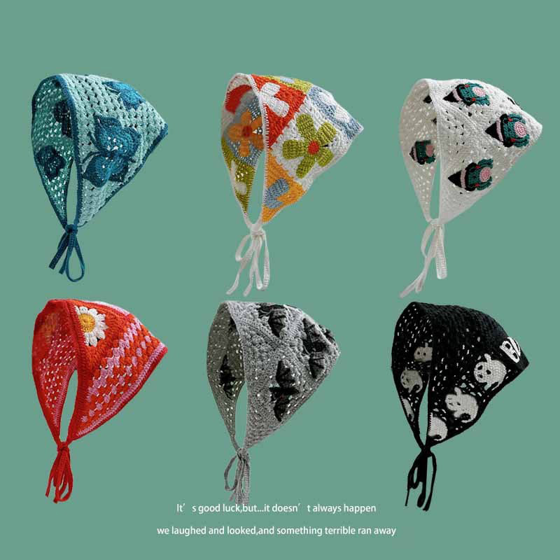 Toalla triangular hueca de punto transfronterizo Estilo pastoral retro francés Turbante fotográfico Turbante personalizado Tendencia