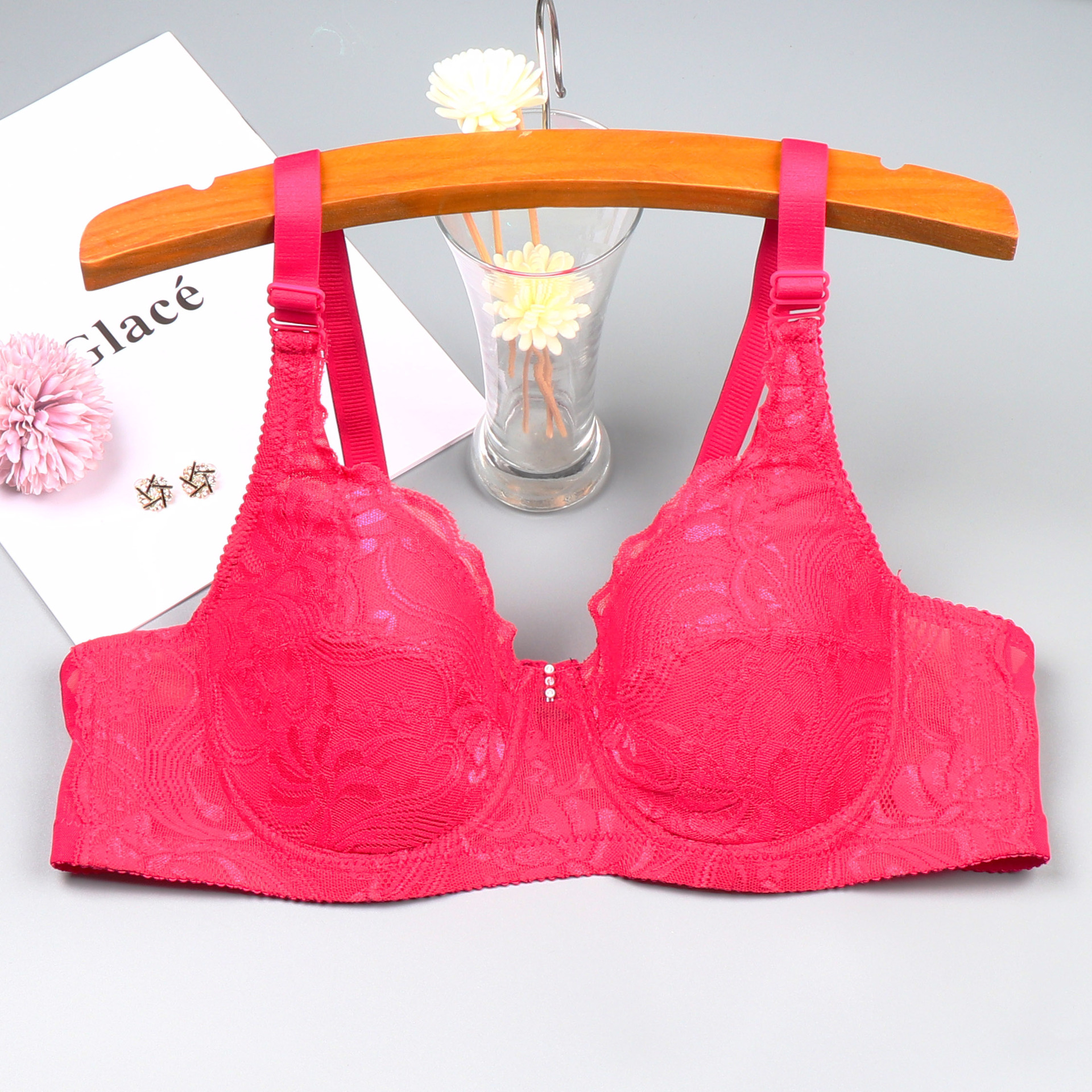 Dünner Bügel-BH aus Spitze für Damen, mit seitlichem Halt, Anti-Hänge-Effekt, Push-up-Effekt, volle Cup-Größe, auch in großen Größen (C-Cup) erhältlich_voghion.com