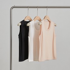 綿羊毛針織背心女經典圓領純色打底吊帶桑蠶絲舒適修身套頭吊帶
