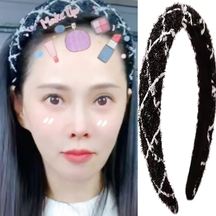 Yi Nengjing's Same Style Small Fragrant Sponge Heightened Wash Face, Press Hoop, Autumn and Winter Girl's Outgoing Hair_voghion.com
