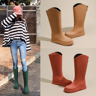 Fashion adult high barrel rain shoes women's waterproof shoes water shoes non-slip rain boots work shoes boots wholesale