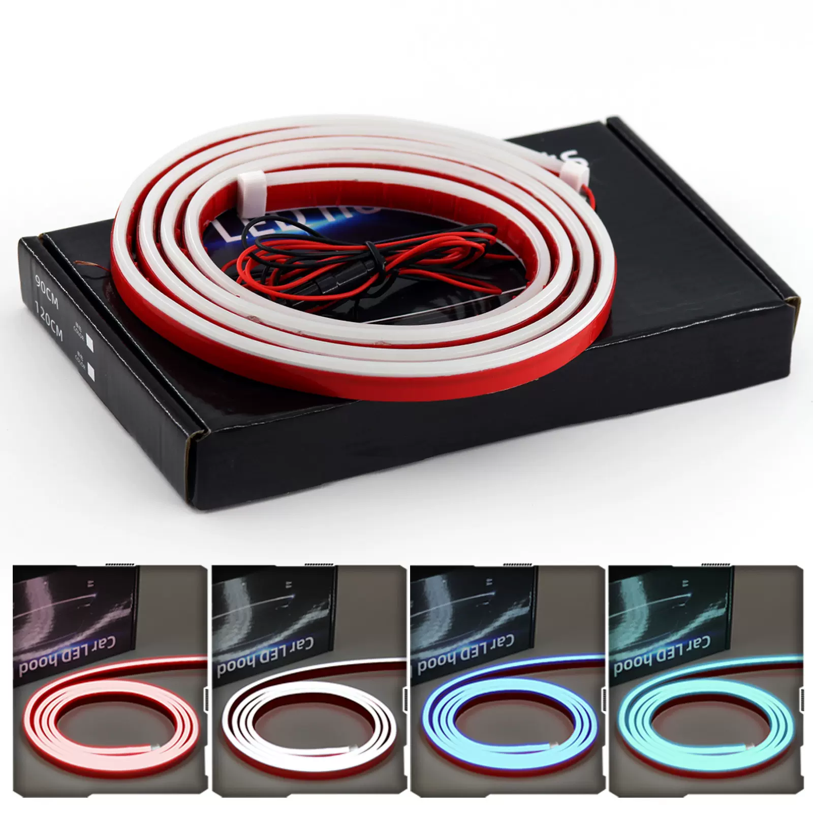 汽车启动扫描贯穿式日行灯硅胶机盖灯 引擎盖装饰灯中网LED改装灯